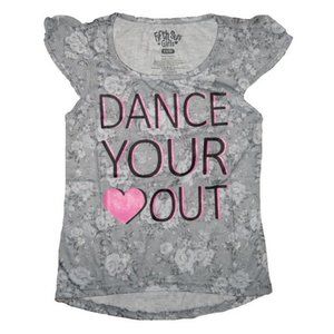 Fifth Sun‎ Girls Dance Your Heart Out Floral Graphic Gray Shirt